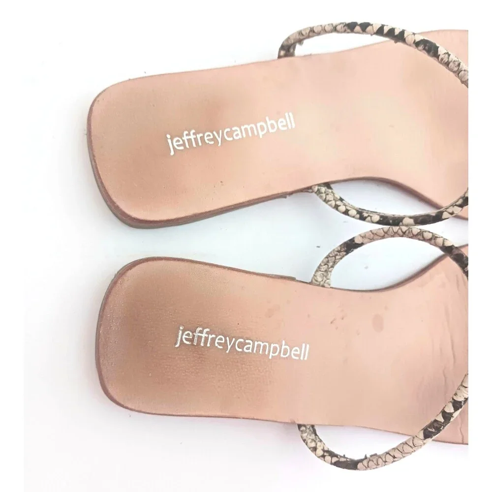 Jeffrey Campbell Darby Toe Loop Sandals Python Straps Nat Leather Insole Sz 6